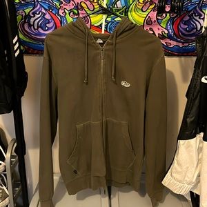 Vintage Vans Off The Wall Since 1966 army green Zip-Up Hoodie